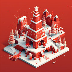 AI-generated isometric illustration with Christmas motif