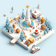 AI-generated isometric illustration with Christmas motif