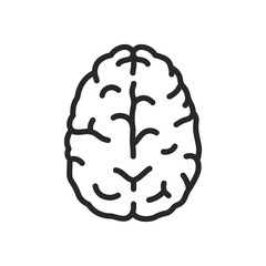 Brain Icon. Vector Outline Editable Sign of Cognitive Intelligence Symbolizing Mental Health, Neurological Functions, and Intellectual Processes.