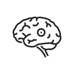 Brain Injury Icon. Thin Linear Illustration of Head Trauma and Neurological Recovery for Health Education and Awareness. Isolated Outline Vector Sign.