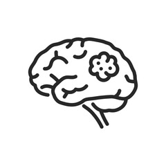 Brain Tumor Icon. Thin Linear Illustration for Medical Diagnostics, Neurological Health and Oncology Education