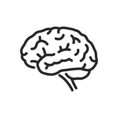 Brain Side View, Icon. Thin Line Illustration, Symbolizing . Isolated Outline Vector Sign.