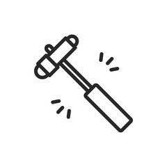 Reflex Hammer Icon. Thin Line Illustration for Medical Use, Depicting Neurological Examination Tool for Reflex Testing. Isolated Outline Vector Sign.