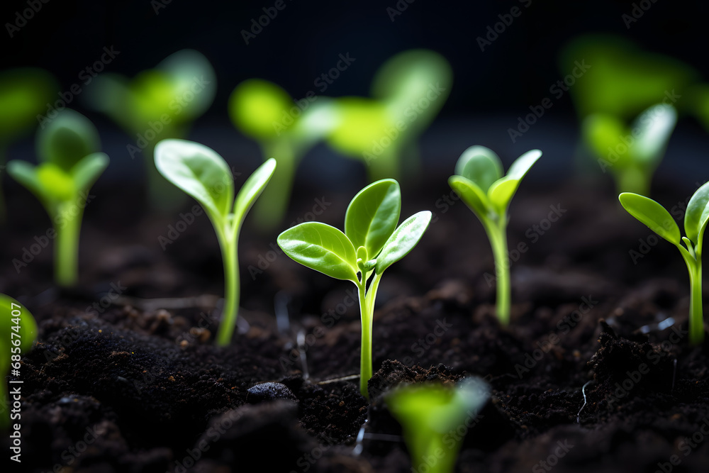 Wall mural green plants seedling. generative ai.