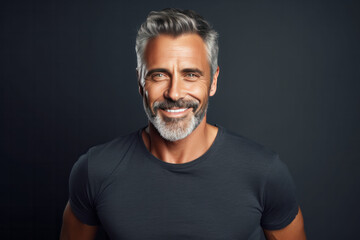 Fototapeta premium Handsome middle-aged man with grey hair and beard.