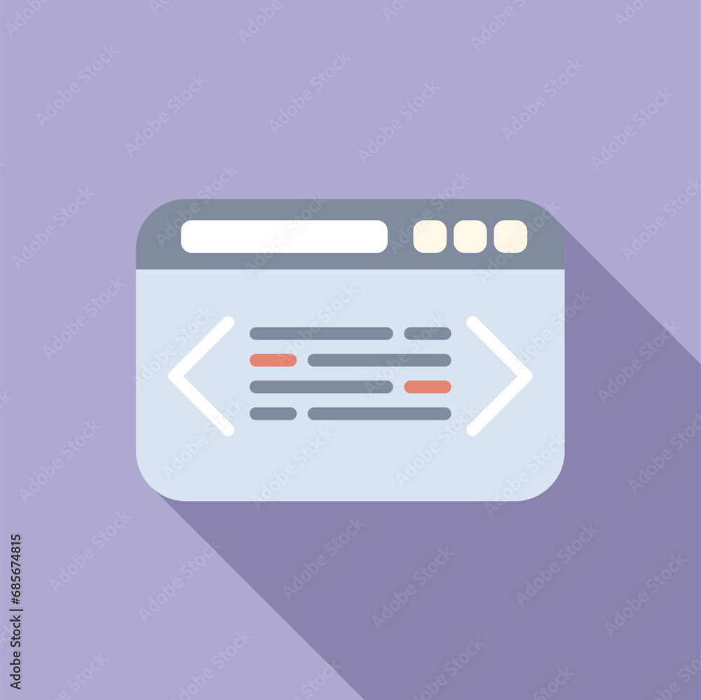 Poster api icon flat vector. develop code. computer software monitor