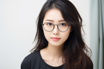 Fototapeta premium beauty asian woman wear eyeglasses in the living room