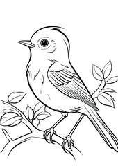Cartoon Bird Coloring Page isolated on white