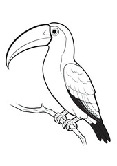 Fototapeta premium Cartoon Bird Coloring Page isolated on white