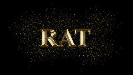 RAT, Gold Text Effect, Gold text with sparks, Gold Plated Text Effect, animal name 