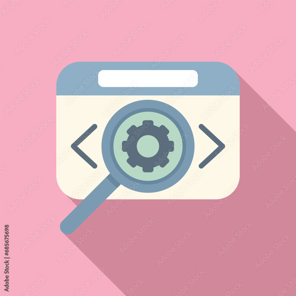 Poster search gear api icon flat vector. internet hosting. html script