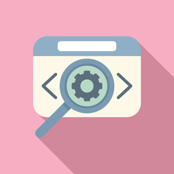 Search gear api icon flat vector. Internet hosting. Html script