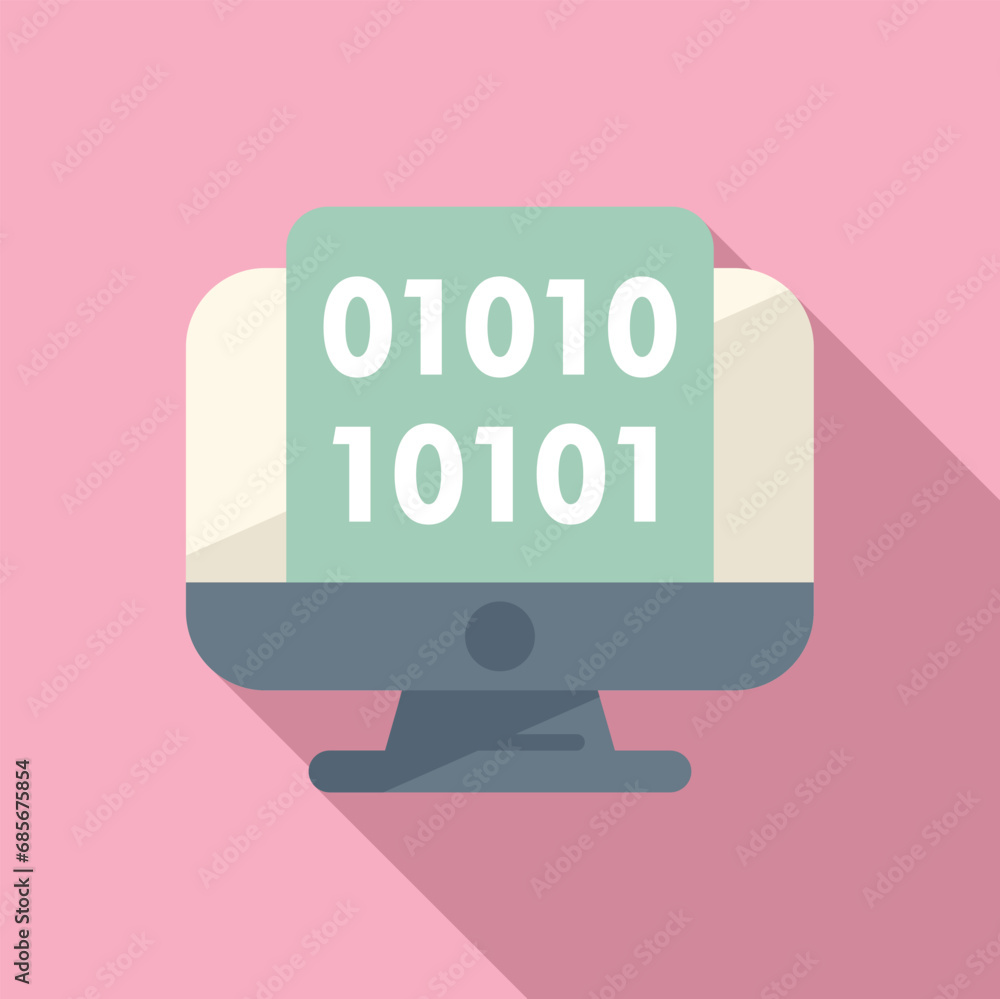 Poster code zero develop icon flat vector. gear hosting internet. cloud system