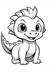 Fototapeta premium Cartoon Dinosaur Coloring Page isolated on white