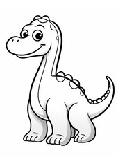Cartoon Dinosaur Coloring Page isolated on white