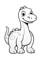 Cartoon Dinosaur Coloring Page isolated on white