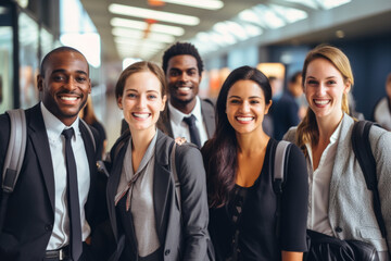 Portrait of a group of business people in a modern office building