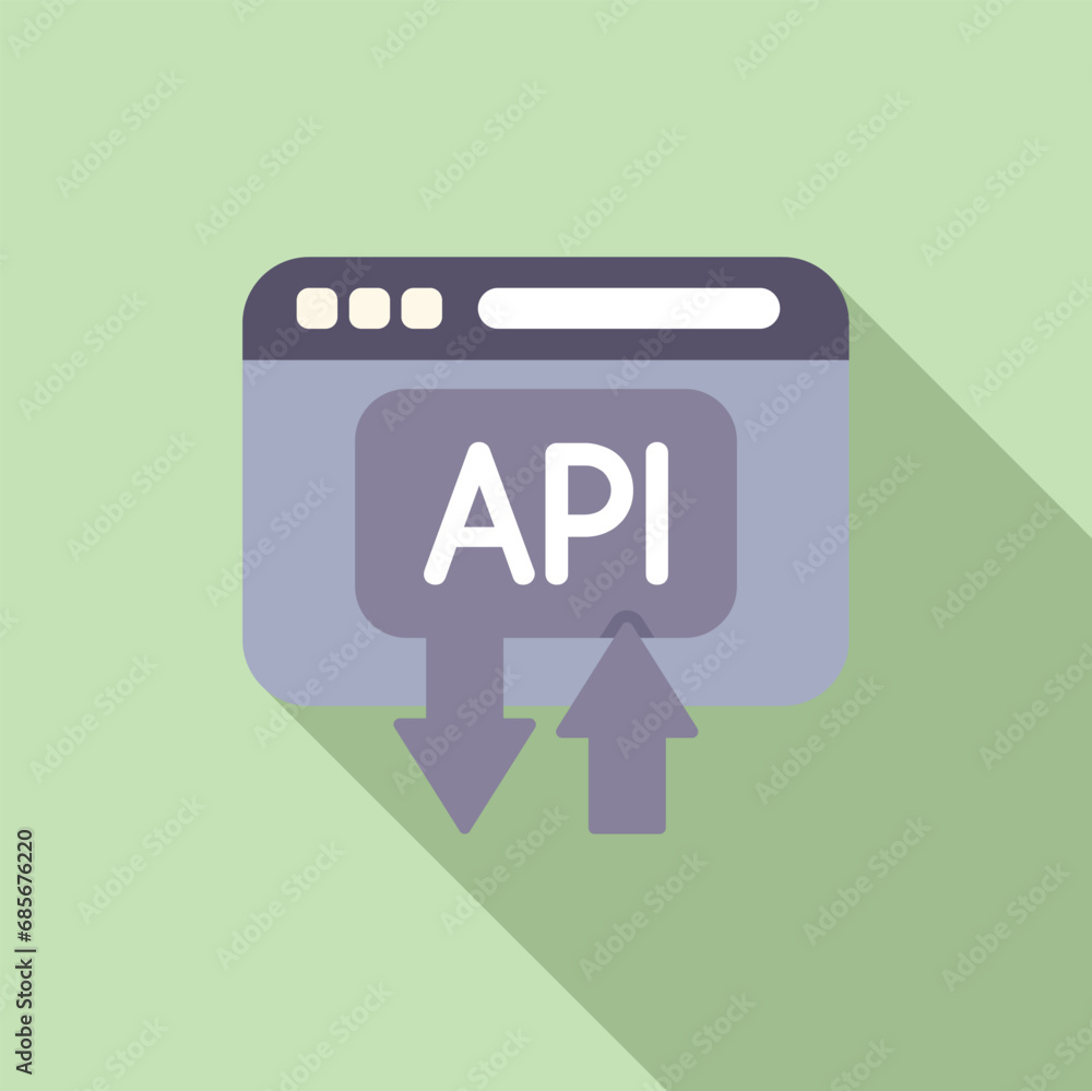 Poster api change gear icon flat vector. mobile server. screen script