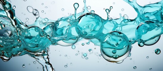 Splashes of water on a light blue background
