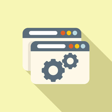 Web secure api icon flat vector. Interface hosting. Internet seo coder