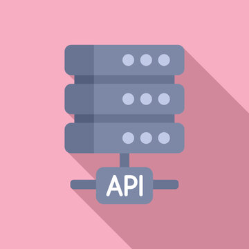 Api server data icon flat vector. Gear hosting service. Seo coder