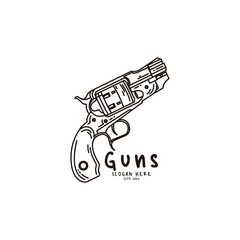 Simple Monoline Guns logo design inspiration