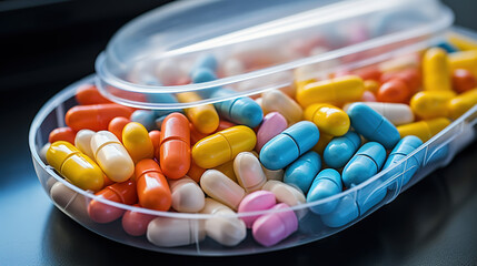 Pharmaceutical Transparency: Medicine Pills Safely Housed in a transparent Box