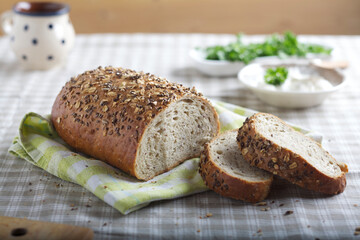 sliced bread on table