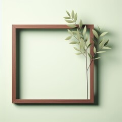 wooden picture frame isolated green