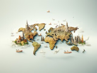 A world map isolated. travel concept Illustration Generative AI