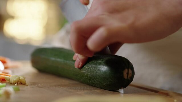 Chopping courgette