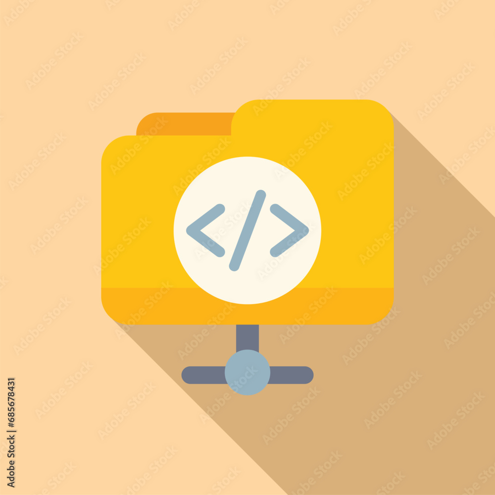 Poster folder system api icon flat vector. gear hosting. tech team