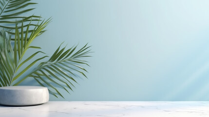 Plant against a blue wall mockup