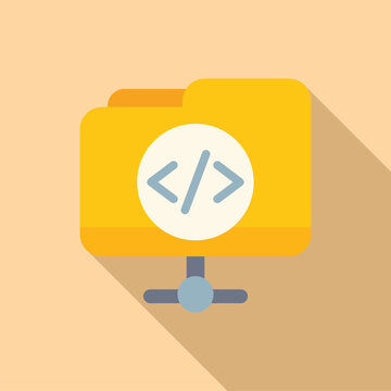 Folder system api icon flat vector. Gear hosting. Tech team
