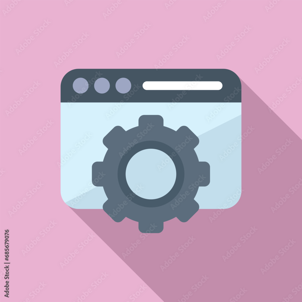 Poster Data gear website icon flat vector. Internet server. Team seo coder