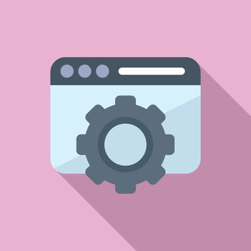 Data gear website icon flat vector. Internet server. Team seo coder