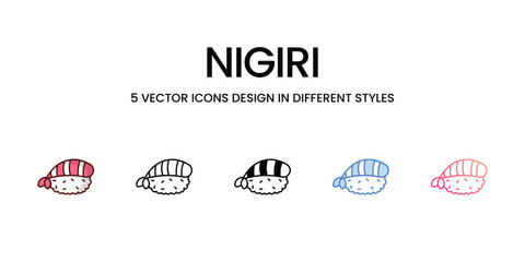 Nigiri Icons set. Suitable for Web Page, Mobile App, UI, UX and GUI design. Vector stock illustration.