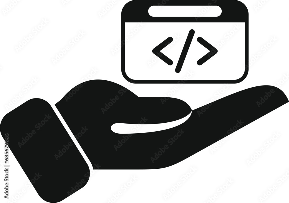 Aufkleber care api code icon simple vector. gear hosting server. internet cloud data