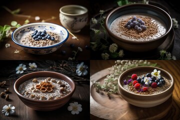 Buckwheat Porridge, Healthy Milk Porrige Breakfast, Buckwheat Meal, Abstract Generative AI Illustration