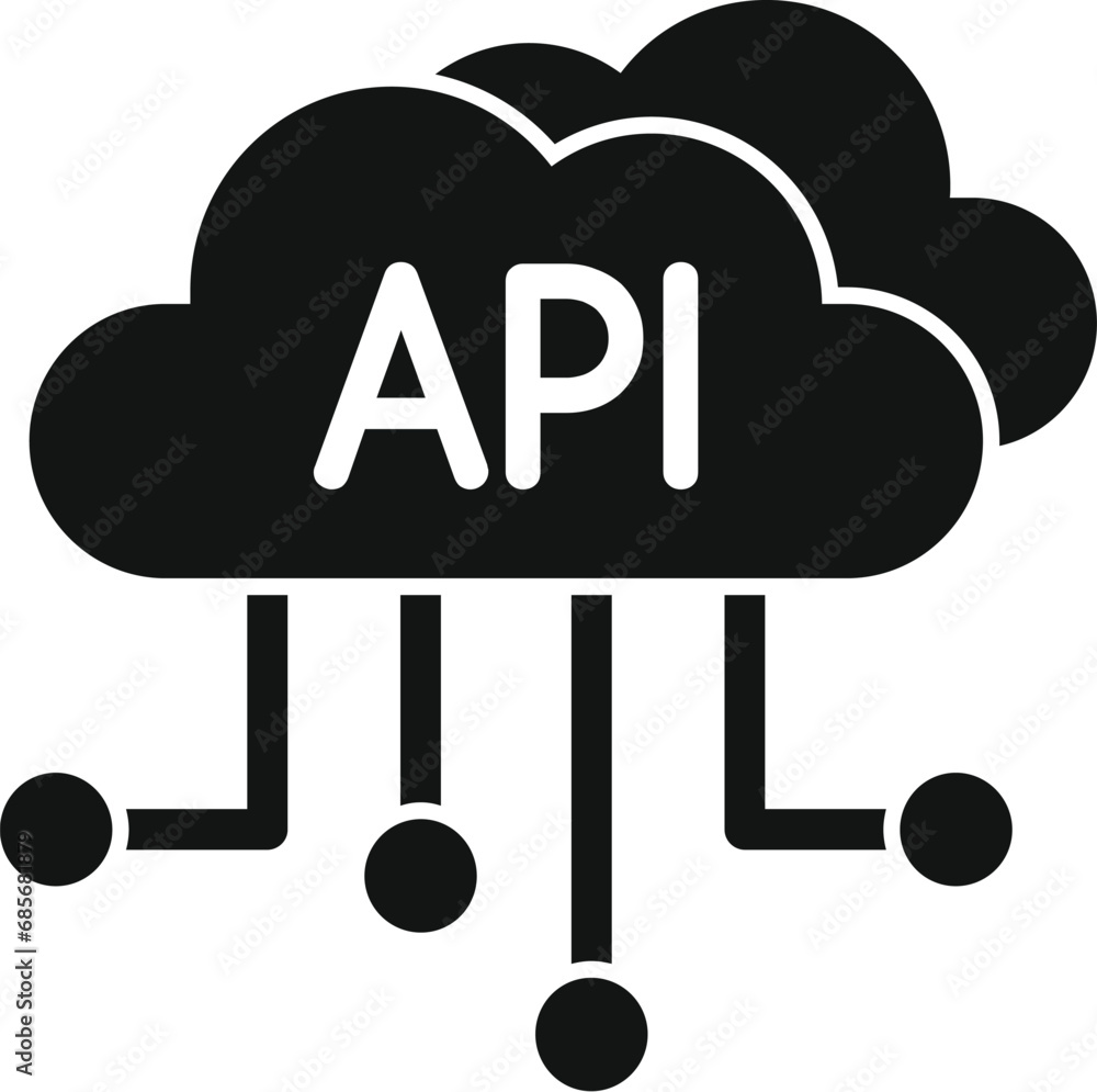 Poster api data cloud icon simple vector. gear hosting internet. server system app