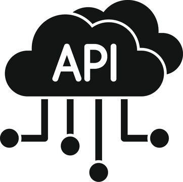 Api data cloud icon simple vector. Gear hosting internet. Server system app
