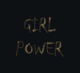 decorative girl power text with leopard texture, typography on black background