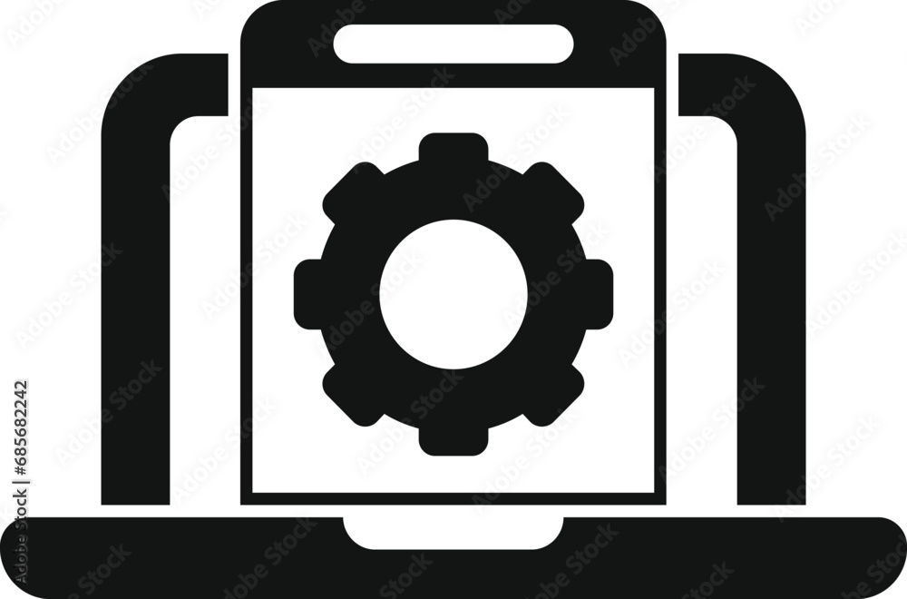 Poster gear support hosting icon simple vector. tech team. mobile server data