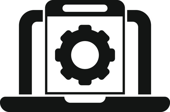 Gear support hosting icon simple vector. Tech team. Mobile server data