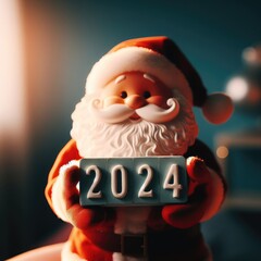christmas tree and decorations happy new year 2024