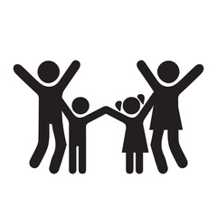 People Family parents and kid Vector black