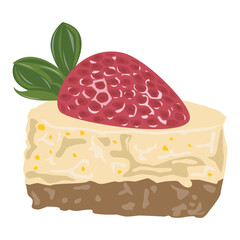 vector delicious strawberry cheese cake. dessert food vector