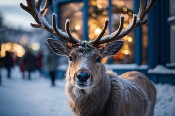 Naklejka na ściany i meble Deer in the snow