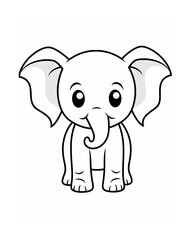 Obraz premium Cute Kawaii Elephant Coloring Page, Kawaii animals