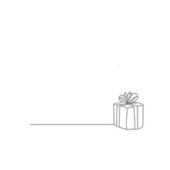 Gift box christmass. Gift box for special one. Gift box in line art style.
